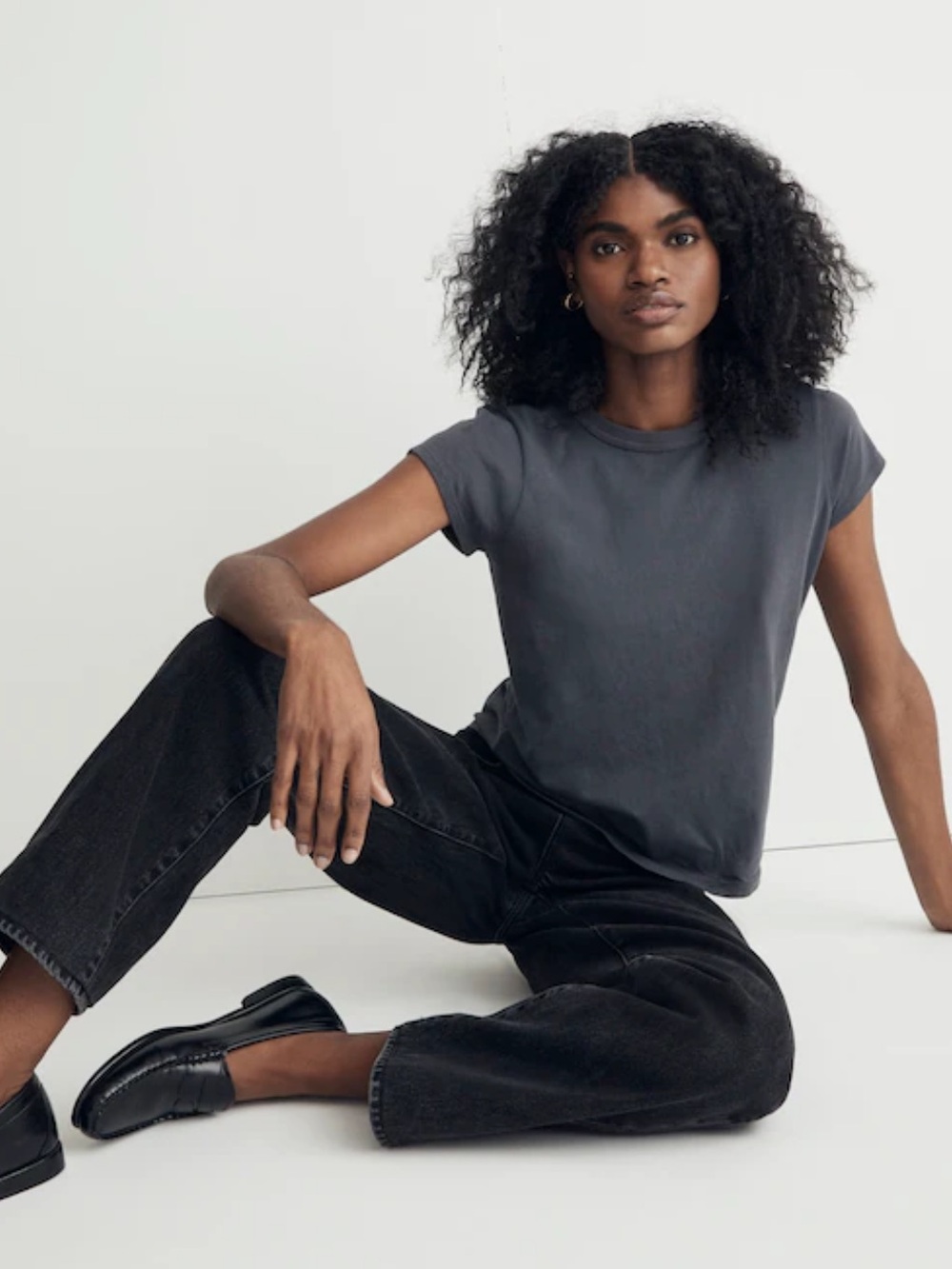 Madewell Softfade Cotton Perfect Vintage Tee Coal Medium Short Sleeve Crew 90s